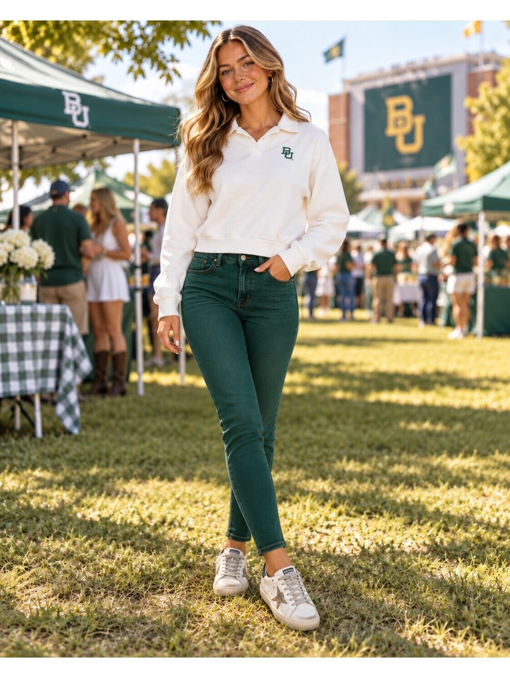 League Baylor University Women’s Collared Pullover Varsity White Size S